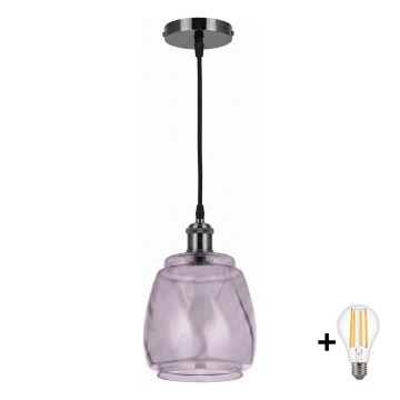 BRILAGI - LED Lustr na lanku RETRO GLASS 1xE27/60W/230V pr. 26 cm černá/kouřová šedá
