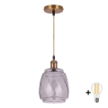 BRILAGI - LED Lustr na lanku RETRO GLASS 1xE27/60W/230V pr. 26 cm zlatá/kouřová šedá