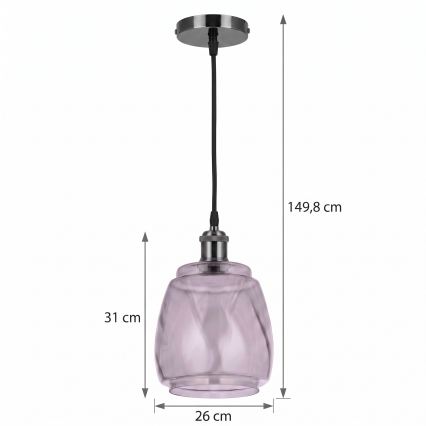 BRILAGI - LED Lustr na lanku RETRO GLASS 1xE27/60W/230V pr. 26 cm černá/kouřová šedá