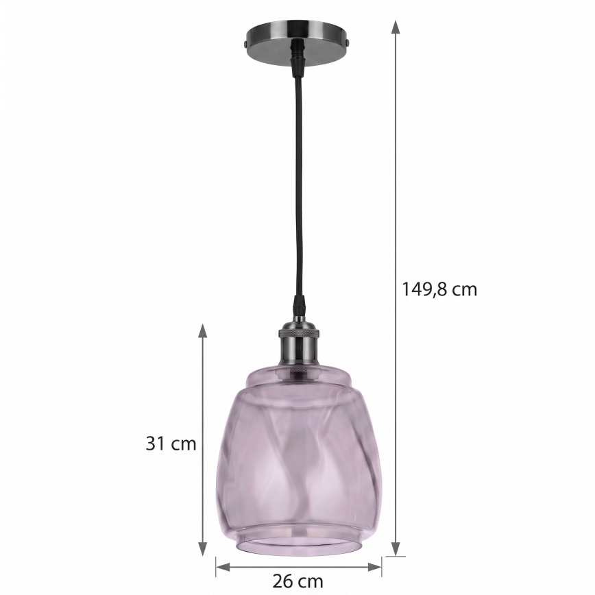 BRILAGI - LED Lustr na lanku RETRO GLASS 1xE27/60W/230V pr. 26 cm černá/kouřová šedá