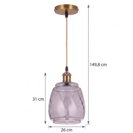 BRILAGI - LED Lustr na lanku RETRO GLASS 1xE27/60W/230V pr. 26 cm zlatá/kouřová šedá