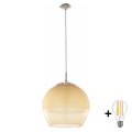 BRILAGI - LED Lustr na lanku RETRO GLASS 1xE27/60W/230V pr. 38 cm matný chrom/kouřová béžová
