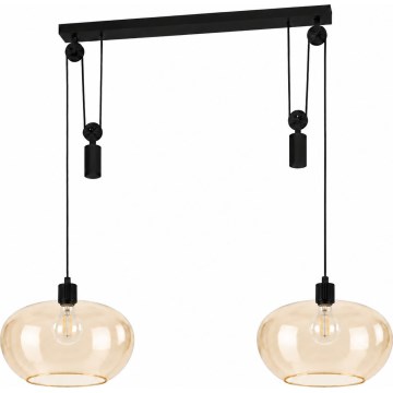 BRILAGI - LED Lustr na lanku RETRO GLASS 2xE27/40W/230V černá/kouřová béžová