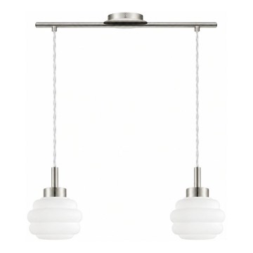 BRILAGI - LED Lustr na lanku RETRO GLASS 2xE27/60W/230V matný chrom/bílá
