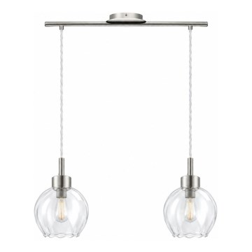 BRILAGI - LED Lustr na lanku RETRO GLASS 2xE27/60W/230V matný chrom/čirá