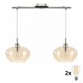 BRILAGI - LED Lustr na lanku RETRO GLASS 2xE27/60W/230V matný chrom/kouřová béžová
