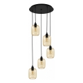BRILAGI - LED Lustr na lanku RETRO GLASS 5xE27/60W/230V černá/kouřová hnědá
