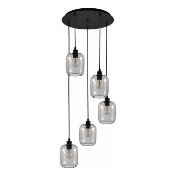 BRILAGI - LED Lustr na lanku RETRO GLASS 5xE27/60W/230V černá/kouřová šedá