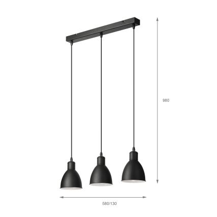 Brilagi - LED Lustr na lanku RIDDY 3xE27/60W/230V černá