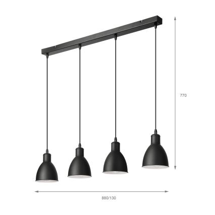 Brilagi - LED Lustr na lanku RIDDY 4xE27/60W/230V černá