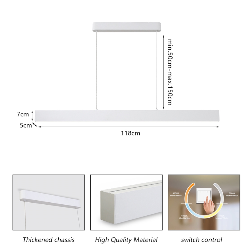 Brilagi - LED Lustr na lanku SLEEKLINE LED/40W/230V 3000/4500/6000K bílá
