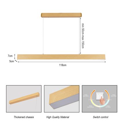 Brilagi - LED Lustr na lanku SLEEKLINE LED/40W/230V 3000/4500/6000K dekor dubu