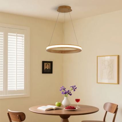 Brilagi - LED Lustr na lanku UMEA WOOD LED/30W/230V pr. 40 cm kaučukovník