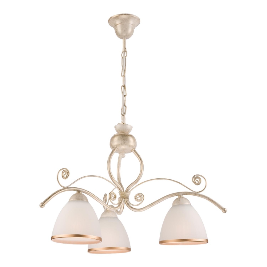 Brilagi - LED Lustr na řetězu ANTICO 3xE27/60W/230V 3000K bílá patina
