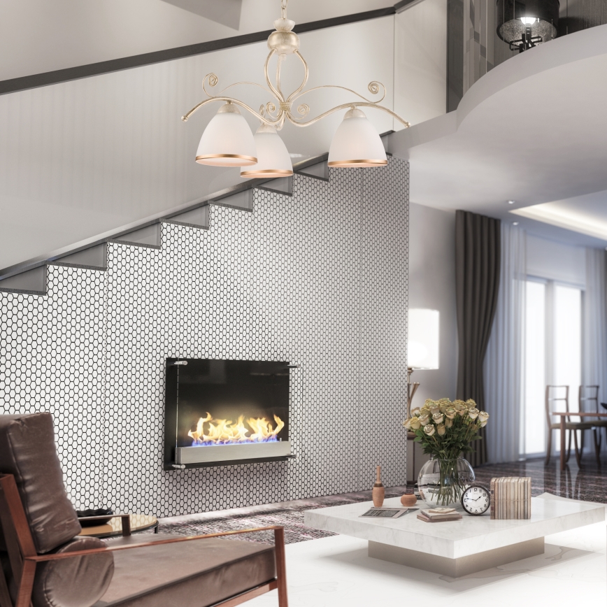 Brilagi - LED Lustr na řetězu ANTICO 3xE27/60W/230V 3000K bílá patina