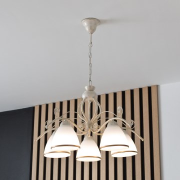 Brilagi - LED Lustr na řetězu ANTICO 5xE27/60W/230V 3000K bílá patina