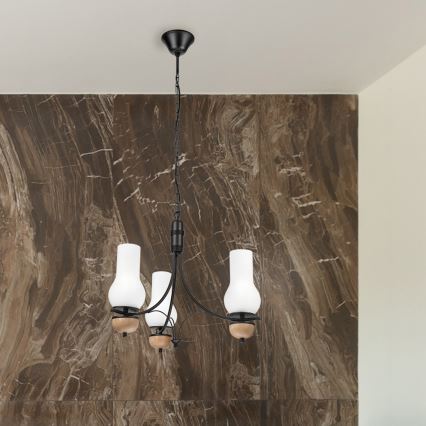 Brilagi - LED Lustr na řetězu COTTAGE 3xE14/40W/230V buk/bílá