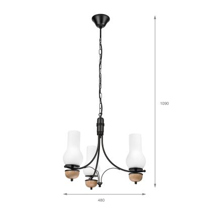 Brilagi - LED Lustr na řetězu COTTAGE 3xE14/40W/230V buk/bílá
