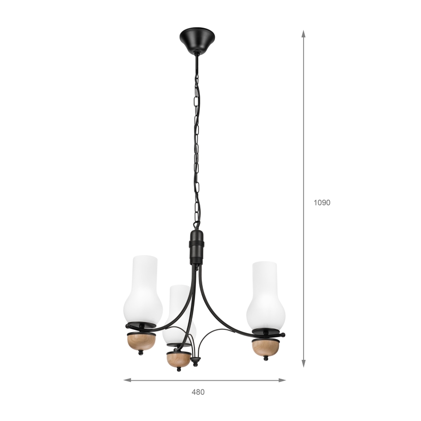 Brilagi - LED Lustr na řetězu COTTAGE 3xE14/40W/230V buk/bílá