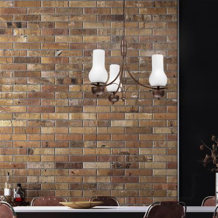 Brilagi - LED Lustr na řetězu COTTAGE 3xE14/40W/230V buk/hnědá/bílá