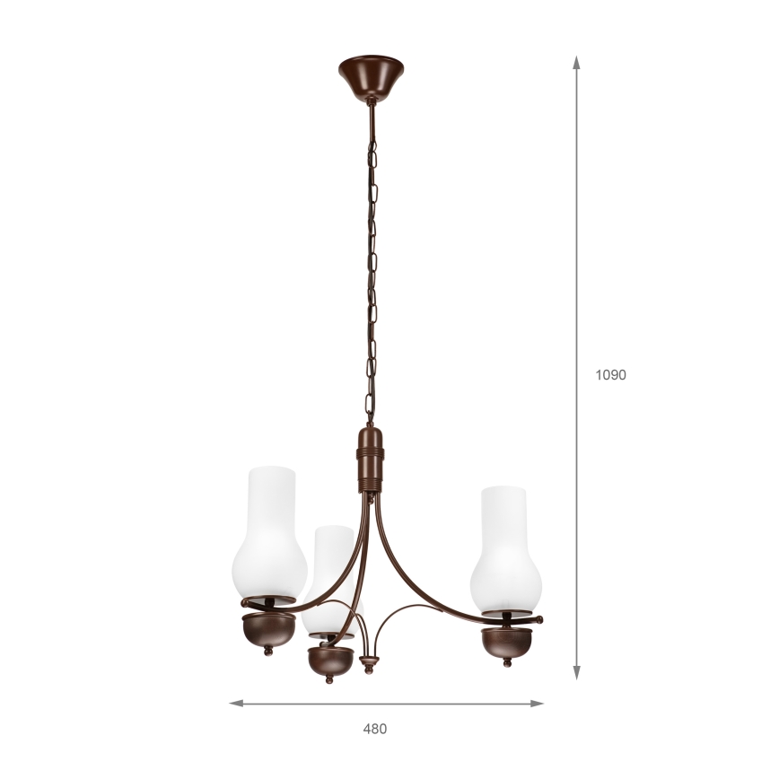 Brilagi - LED Lustr na řetězu COTTAGE 3xE14/40W/230V buk/hnědá/bílá