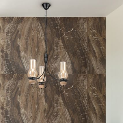 Brilagi - LED Lustr na řetězu COTTAGE 3xE14/40W/230V buk/hnědá