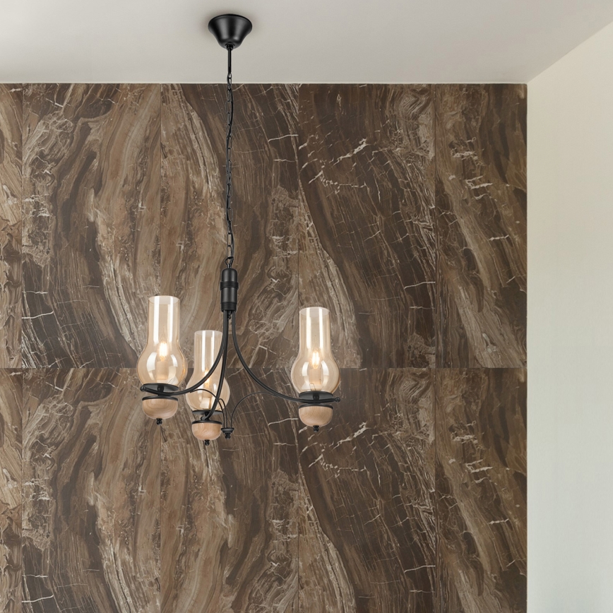 Brilagi - LED Lustr na řetězu COTTAGE 3xE14/40W/230V buk/hnědá