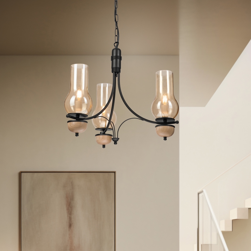 Brilagi - LED Lustr na řetězu COTTAGE 3xE14/40W/230V buk/hnědá