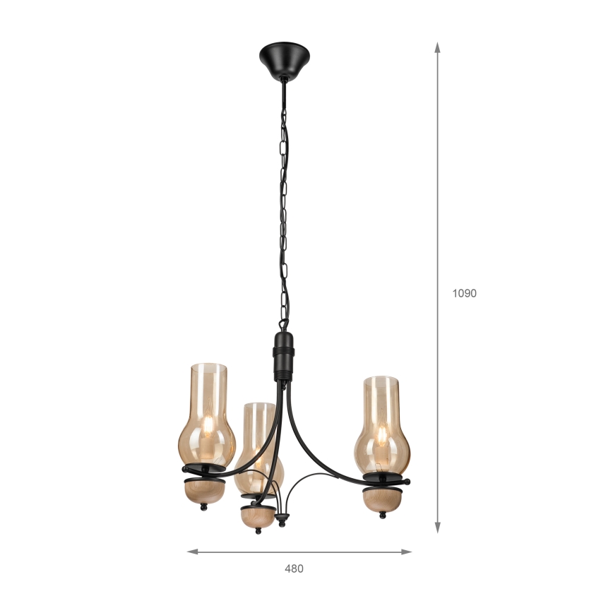 Brilagi - LED Lustr na řetězu COTTAGE 3xE14/40W/230V buk/hnědá