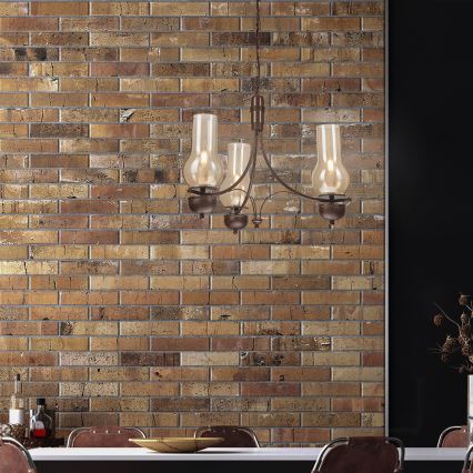 Brilagi - LED Lustr na řetězu COTTAGE 3xE14/40W/230V buk/hnědá/kouřová béžová
