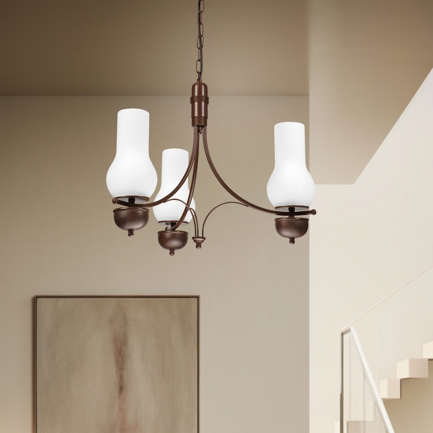 Brilagi - LED Lustr na řetězu COTTAGE 3xE14/40W/230V dub/bílá