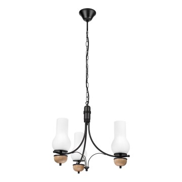 Brilagi - LED Lustr na řetězu COTTAGE 3xE14/40W/230V dub/černá/bílá