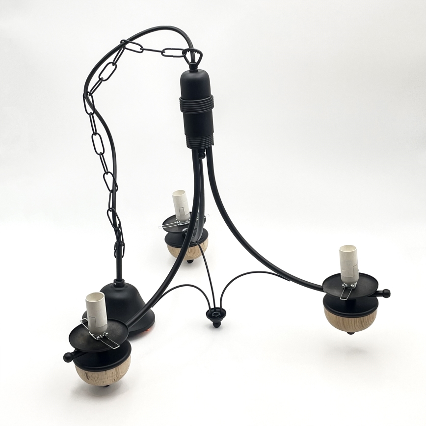 Brilagi - LED Lustr na řetězu COTTAGE 3xE14/40W/230V dub/černá/bílá