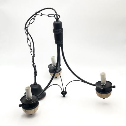 Brilagi - LED Lustr na řetězu COTTAGE 3xE14/40W/230V dub/černá/kouřová béžová