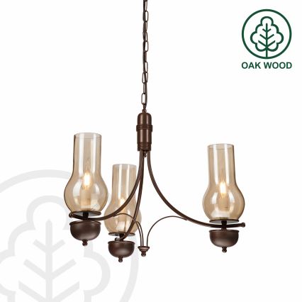 Brilagi - LED Lustr na řetězu COTTAGE 3xE14/40W/230V dub/hnědá