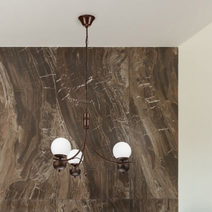 Brilagi - LED Lustr na řetězu COTTAGE 3xG9/40W/230V dub/bílá