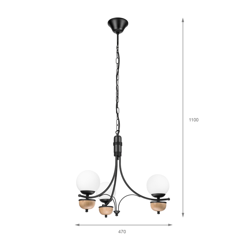 Brilagi - LED Lustr na řetězu COTTAGE 3xG9/40W/230V dub/bílá