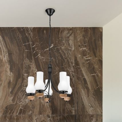 Brilagi - LED Lustr na řetězu COTTAGE 5xE14/40W/230V buk/bílá