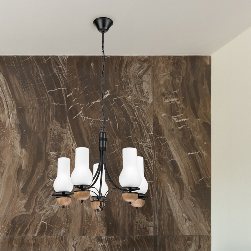 Brilagi - LED Lustr na řetězu COTTAGE 5xE14/40W/230V buk/bílá