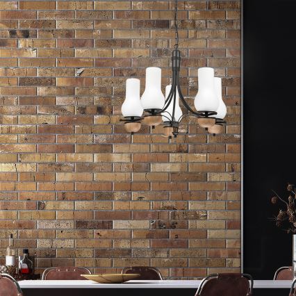 Brilagi - LED Lustr na řetězu COTTAGE 5xE14/40W/230V buk/bílá