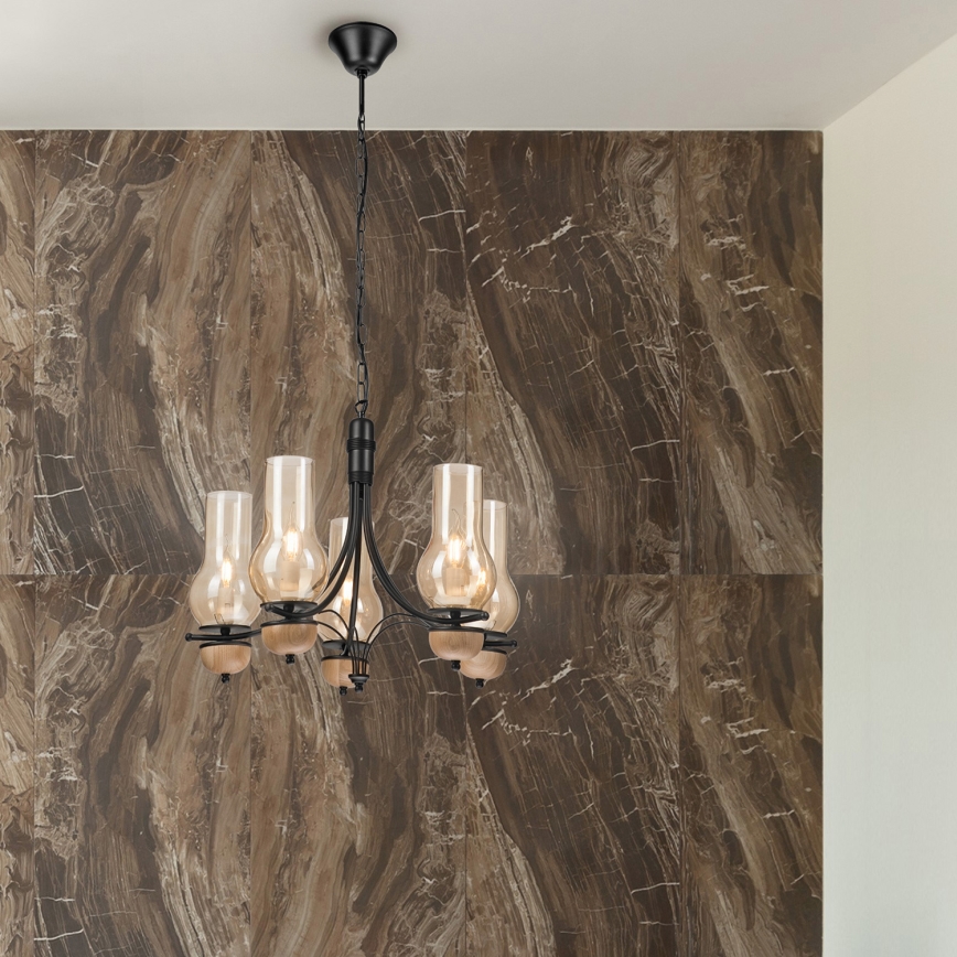 Brilagi - LED Lustr na řetězu COTTAGE 5xE14/40W/230V buk/hnědá