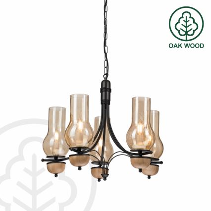 Brilagi - LED Lustr na řetězu COTTAGE 5xE14/40W/230V buk/hnědá