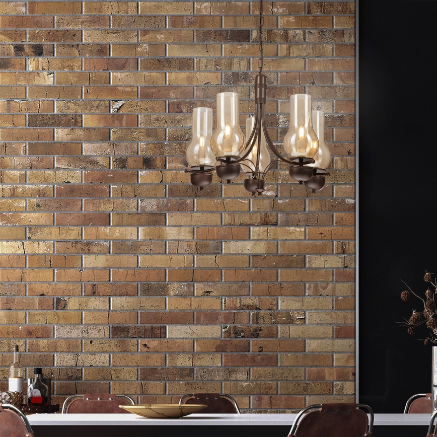 Brilagi - LED Lustr na řetězu COTTAGE 5xE14/40W/230V dub/hnědá