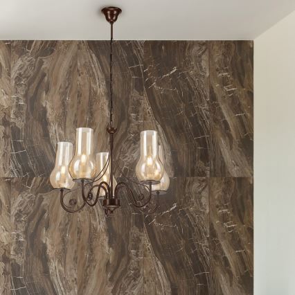 Brilagi - LED Lustr na řetězu COTTAGE 5xE14/40W/230V hnědá