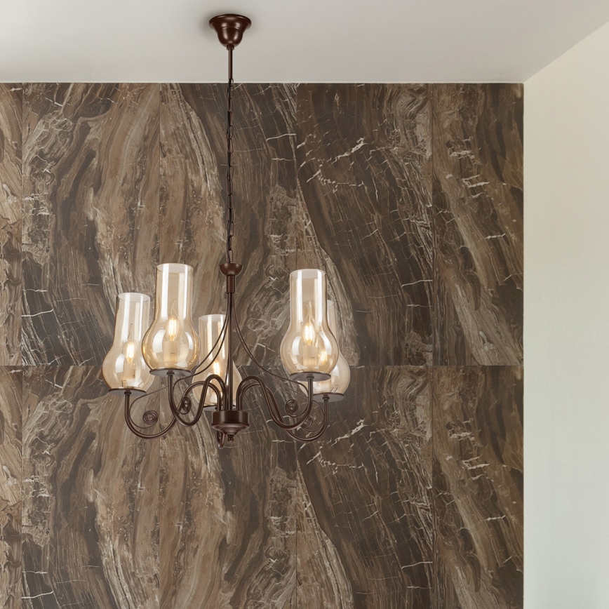 Brilagi - LED Lustr na řetězu COTTAGE 5xE14/40W/230V hnědá