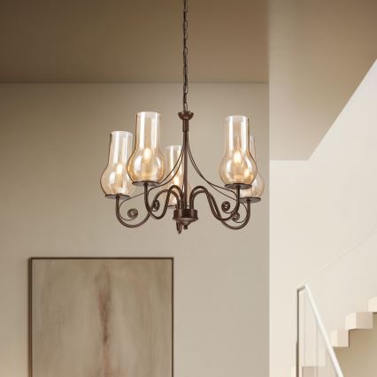 Brilagi - LED Lustr na řetězu COTTAGE 5xE14/40W/230V hnědá