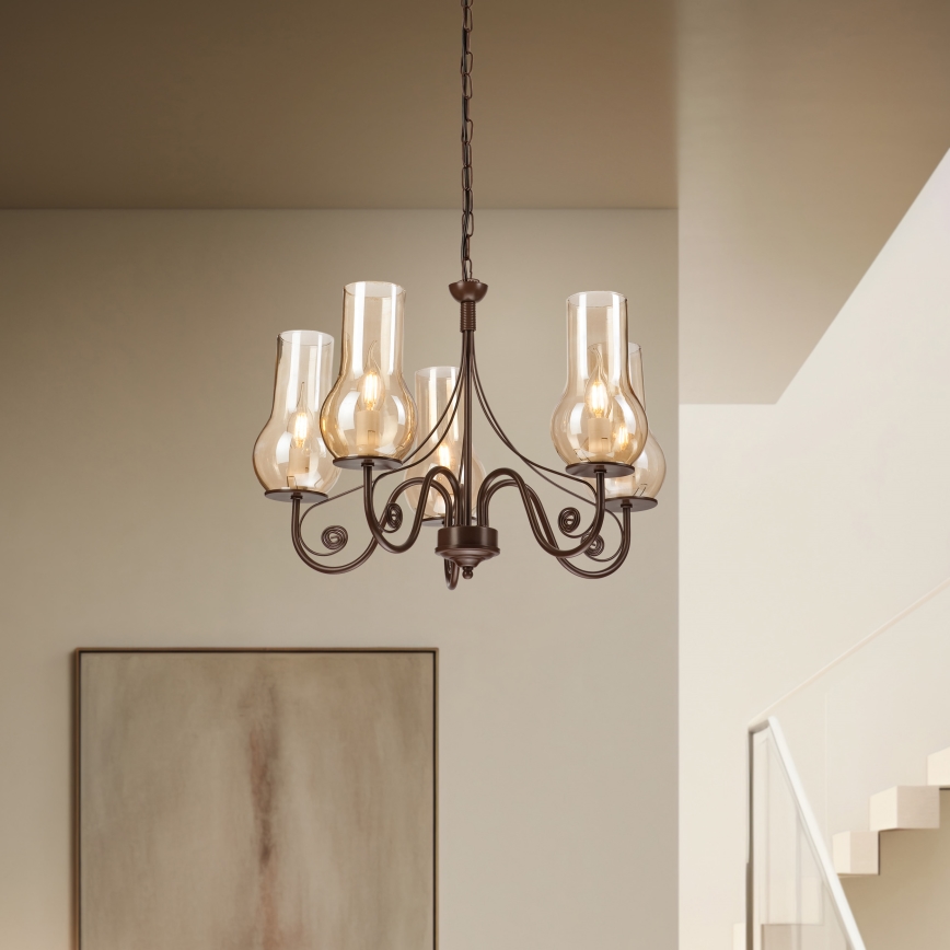 Brilagi - LED Lustr na řetězu COTTAGE 5xE14/40W/230V hnědá