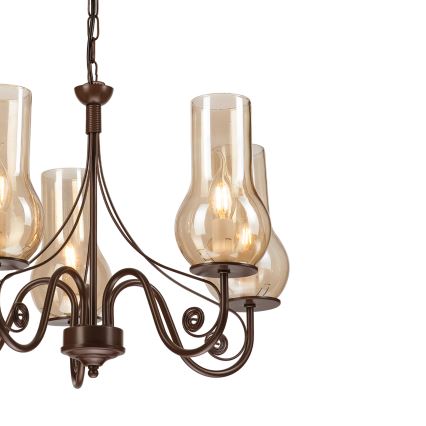 Brilagi - LED Lustr na řetězu COTTAGE 5xE14/40W/230V hnědá