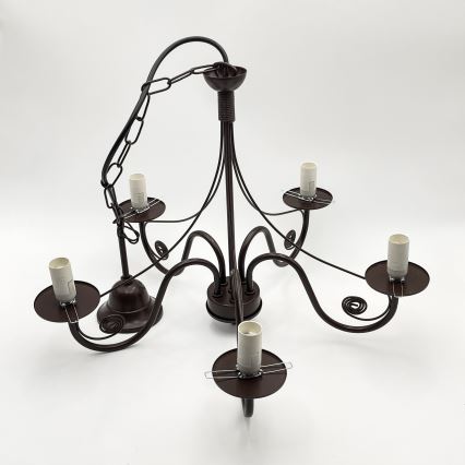 Brilagi - LED Lustr na řetězu COTTAGE 5xE14/40W/230V hnědá
