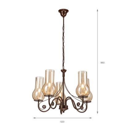 Brilagi - LED Lustr na řetězu COTTAGE 5xE14/40W/230V hnědá
